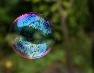 Reflection in a soap bubble