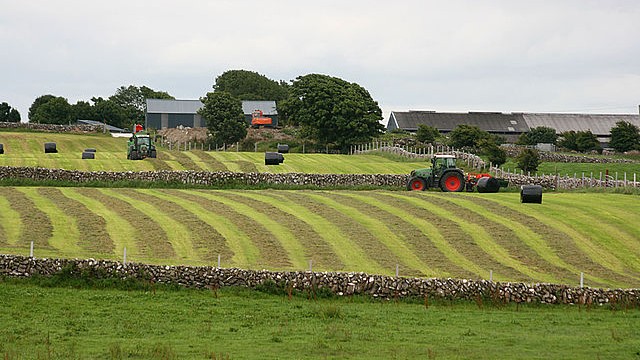 Baling silage near Maree in County Galway, Ireland