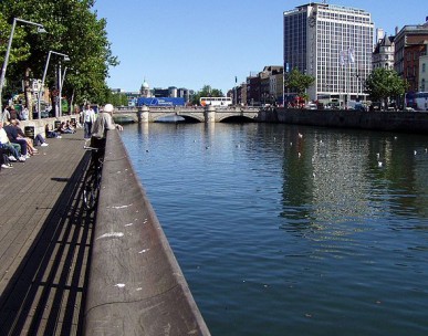 River Liffey and O'Connell Bridge in Dublin, Ireland